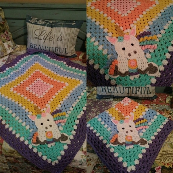 Handmade unicorn baby blanket - Picture 1 of 1